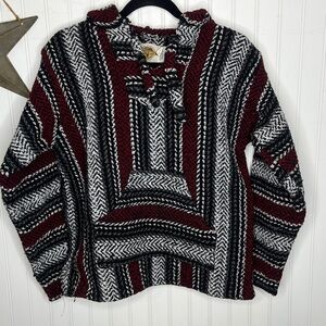 Earth Ragz Mexican Hoodie in Red, Black, and White Size Large
